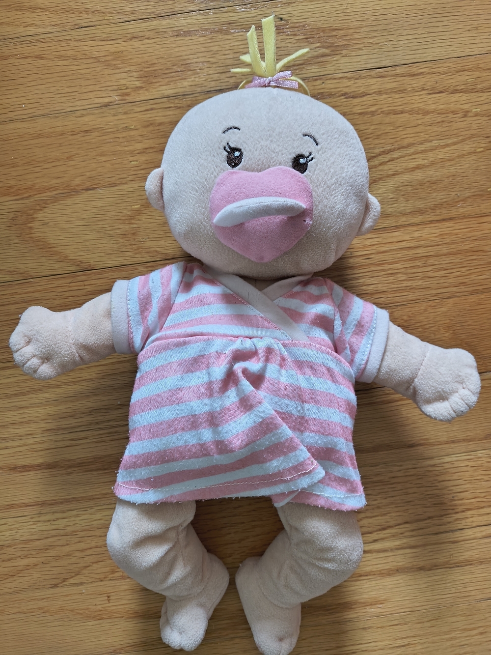 Stella Plush Baby Doll - Pink Striped Outfit